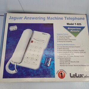 VTG LeLux Jaguar Answering Machine Telephone Model T 825 Beeperless Remote Beige